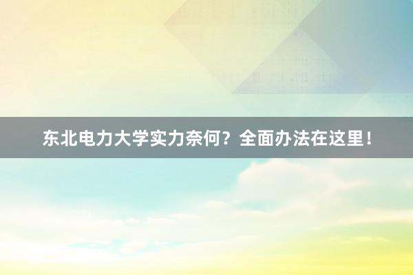 东北电力大学实力奈何？全面办法在这里！